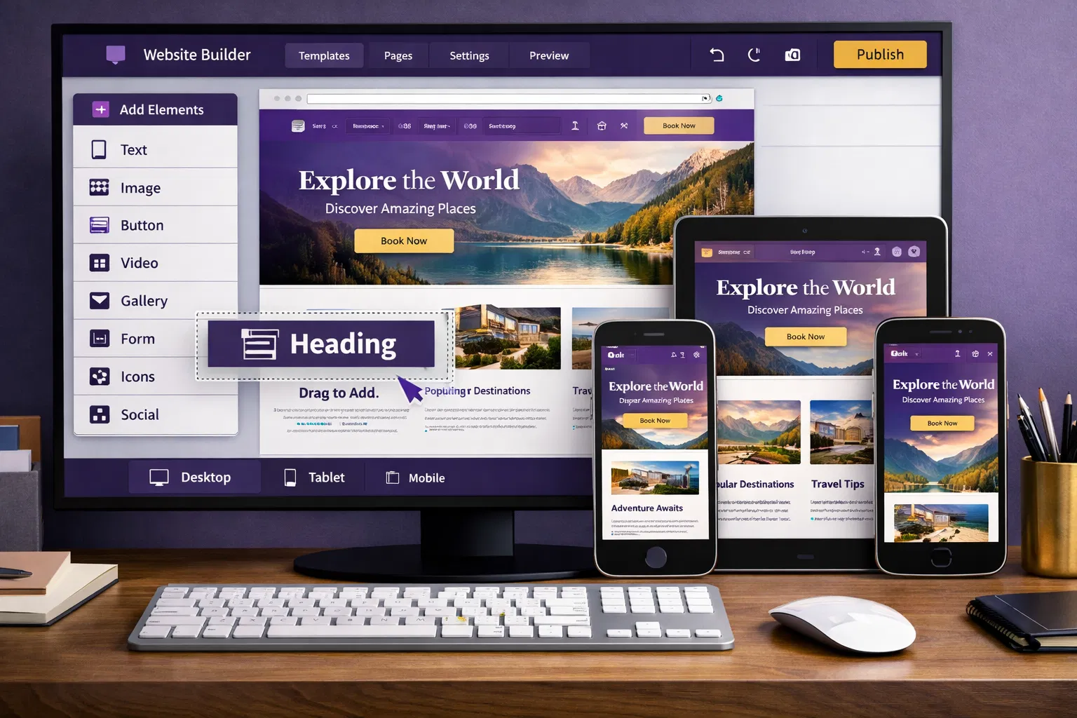 Custom website design on multiple devices